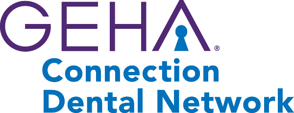 GEHA Connection Dental Network logo with purple text and keyhole symbol